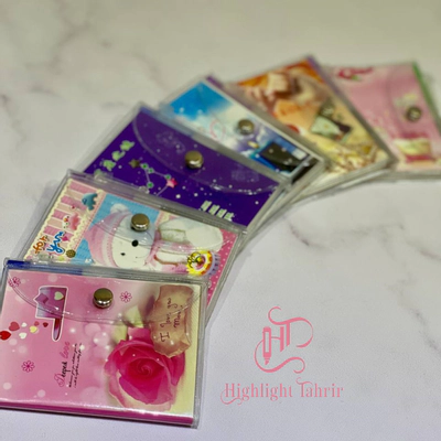 دفترچه جلد شفاف دکمه فلزی